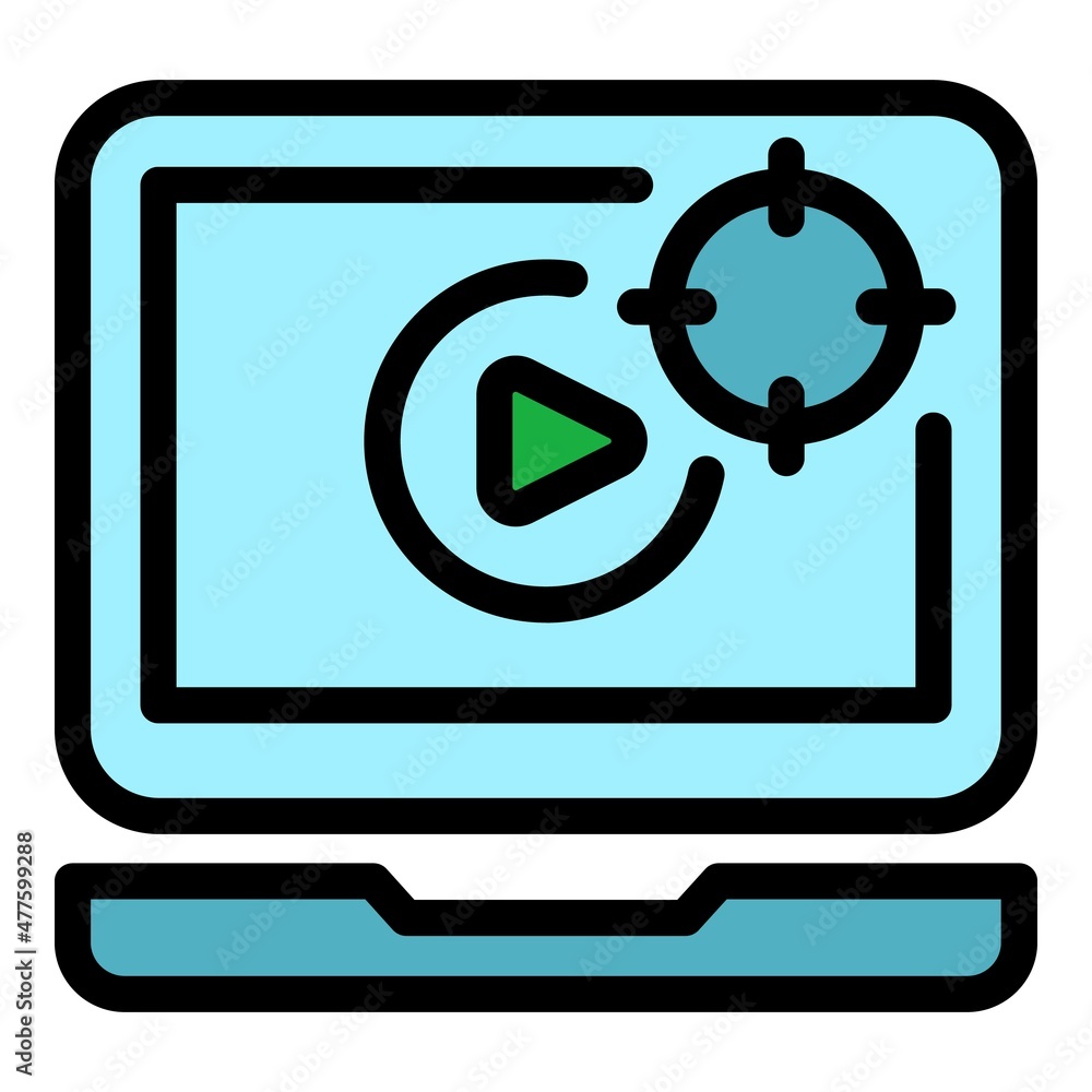 Online target icon. Outline online target vector icon color flat isolated