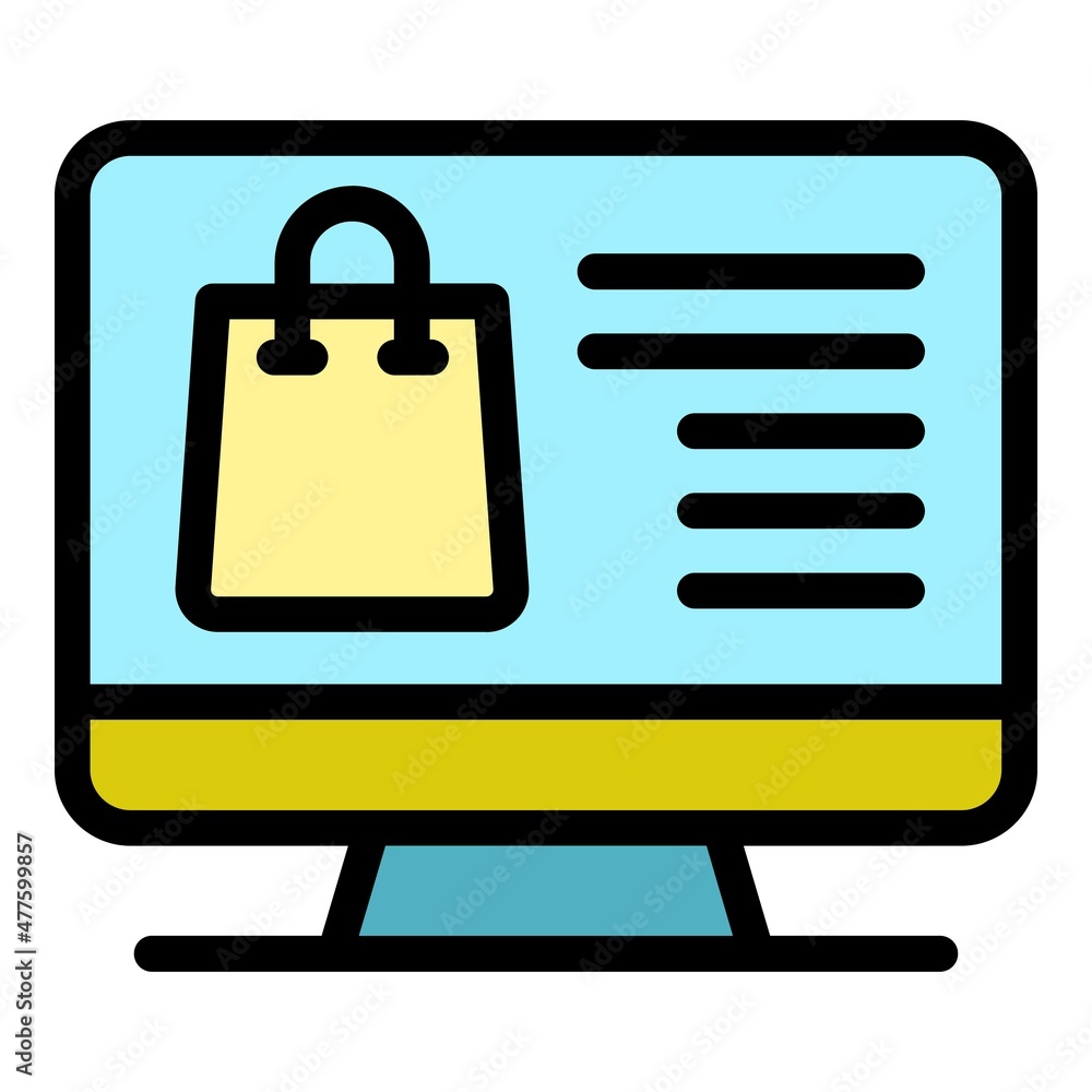 Shop advertise icon. Outline shop advertise vector icon color flat isolated Shop advertise icon. Outline shop advertise vector icon color flat isolated