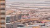 Overhead view of transport on a busy road in Dubai downtown aerial timelapse, United Arab Emirates