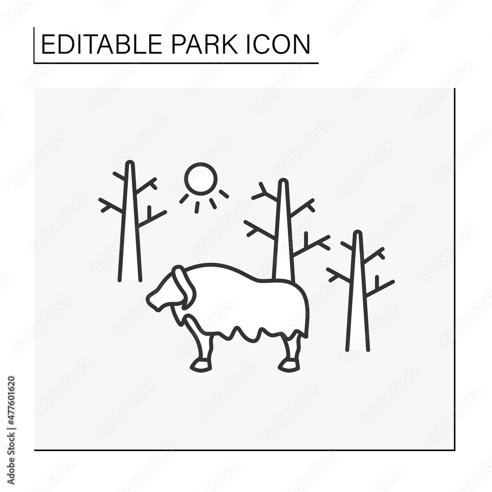 Nature reserve line icon. Biodiversity. Boreal forest or tundra for wild animals. Natural environment for wild animals. Park concept. Isolated vector illustration. Editable stroke Nature reserve line icon. Biodiversity. Boreal forest or tundra for wild animals. Natural environment for wild animals. Park concept. Isolated vector illustration. Editable stroke