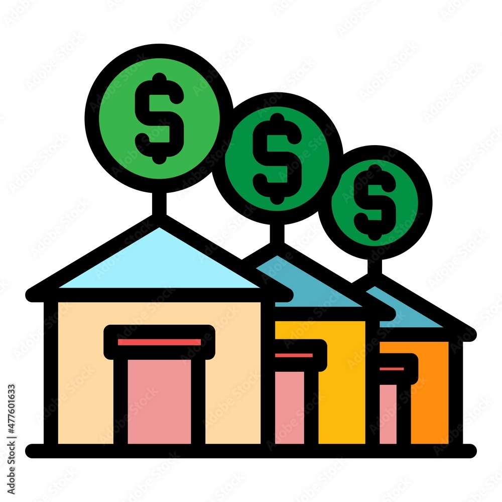 Houses autction icon. Outline houses autction vector icon color flat isolated Houses autction icon. Outline houses autction vector icon color flat isolated