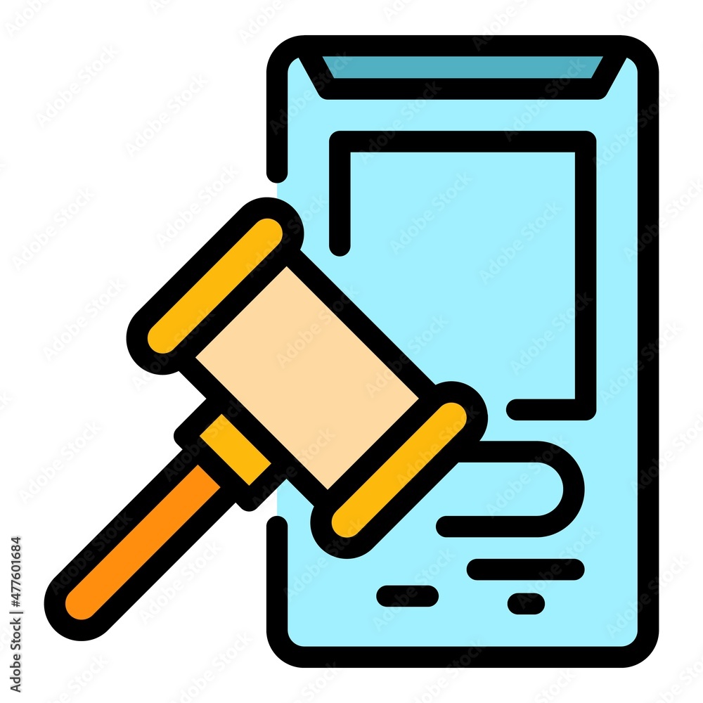 Online auction icon. Outline online auction vector icon color flat isolated Online auction icon. Outline online auction vector icon color flat isolated