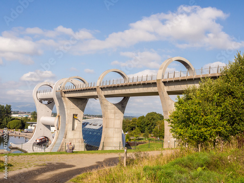 Landscape view of the Falkirk Wheel, Falkirk, Scotland, UK photo