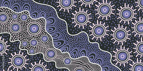 Purple aboriginal dot art background