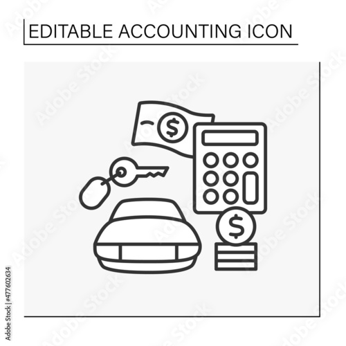 Business line icon. Accounting strategies for auto dealers.Bookkeeping service for car dealerships for saving money. Accounting concept. Isolated vector illustration. Editable stroke