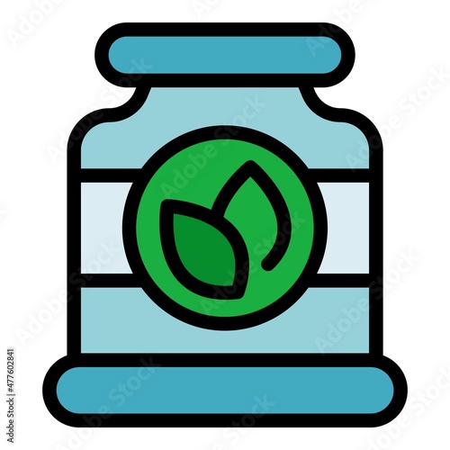 Sport nutrition jar icon. Outline sport nutrition jar vector icon color flat isolated