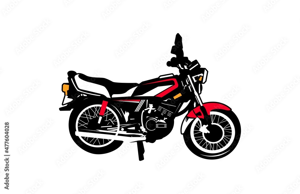 Colored Classic Japanese Motorcycles Vector Illustrative