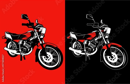 Classic Japanese Motorcycles Vector Illustrative