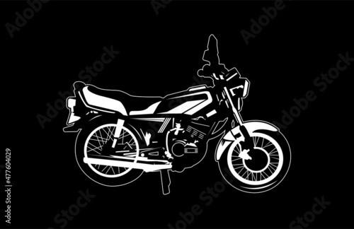 Concept Outline Classic Japanese Motorcycles Vector Illustrative