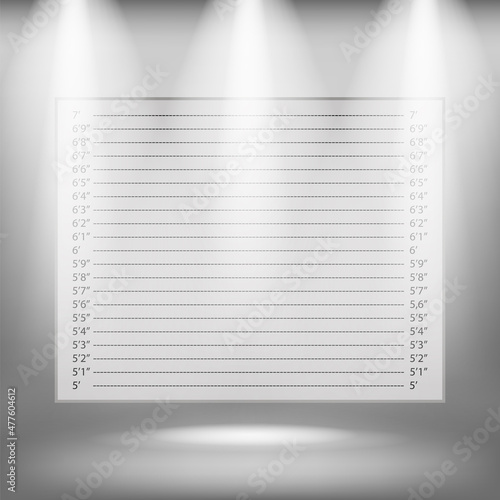 Police Lineup or Police Mugshot Board on Grey Blurred Background