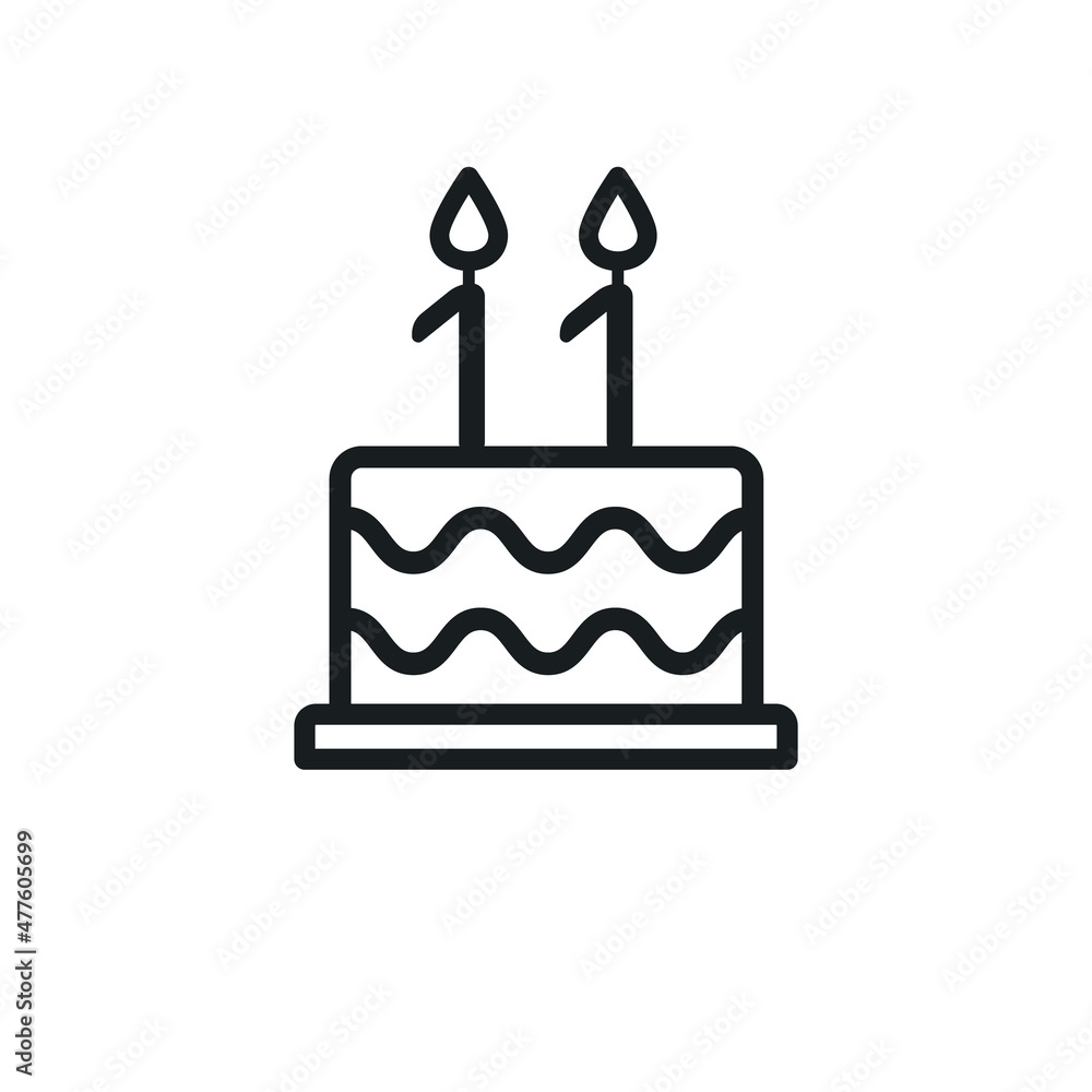 Birthday cake lined icon with candle number 11. Vector. Birthday cake lined icon with candle number 11. Vector.