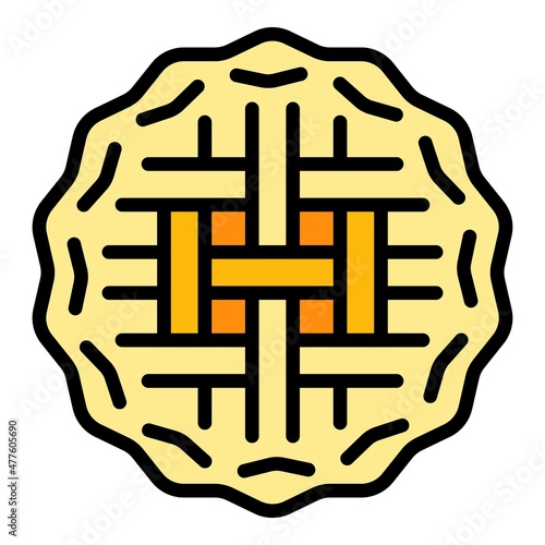 Crust apple pie icon. Outline crust apple pie vector icon color flat isolated