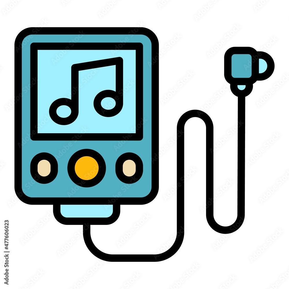 Sport music player icon. Outline sport music player vector icon color flat isolated Sport music player icon. Outline sport music player vector icon color flat isolated