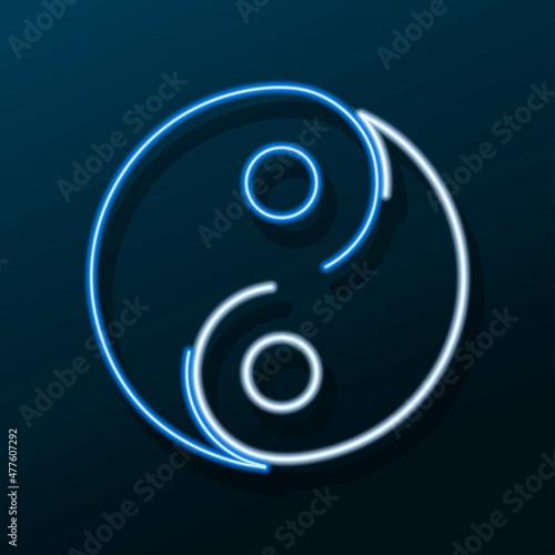 yin yang neon sign, modern glowing banner design, colorful modern design trend. Vector illustration.