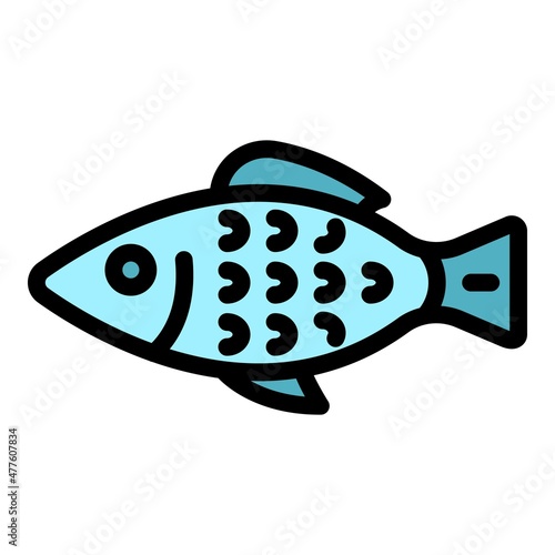 Fish meal icon. Outline fish meal vector icon color flat isolated