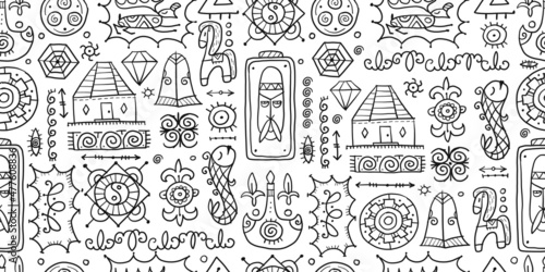 Traditional design elements of middle Asia for decoration of yurts. Nomadic ornament. Seamless Pattern for your design