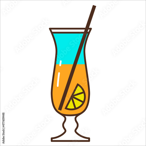 Vector icon of the cocktail glass. Vector illustration.
