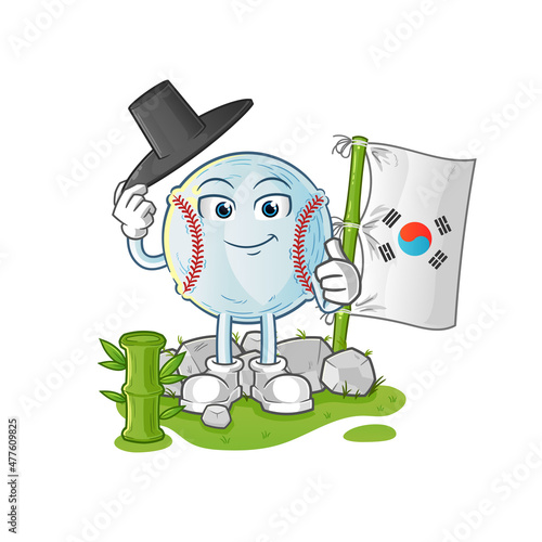 baseball korean character. cartoon mascot vector