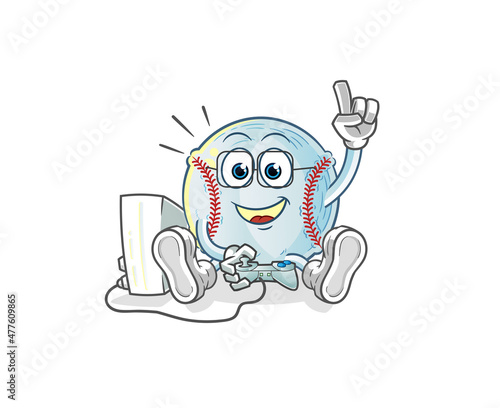baseball playing video games. cartoon character