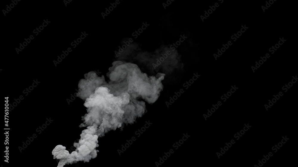 grey pollute smoke emission from power station on black, isolated - industrial 3D illustration grey pollute smoke emission from power station on black, isolated - industrial 3D illustration
