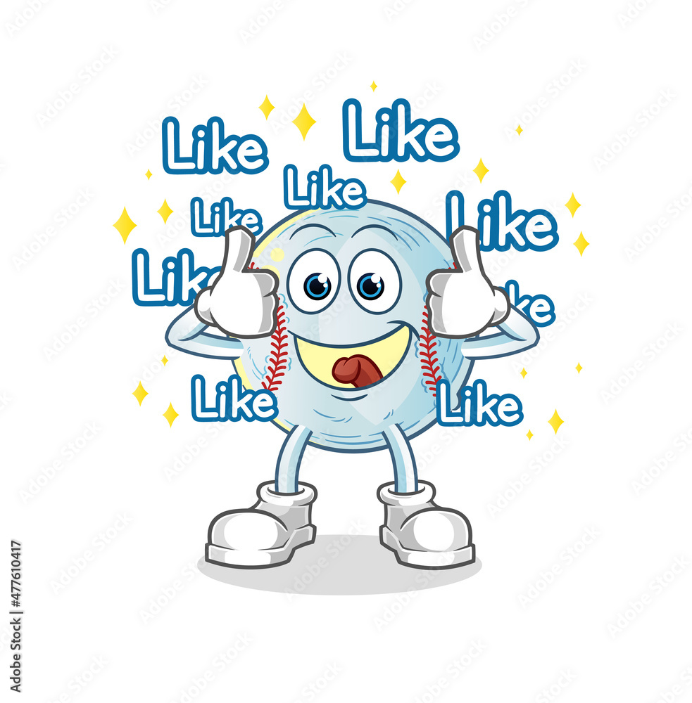 baseball give lots of likes. cartoon vector