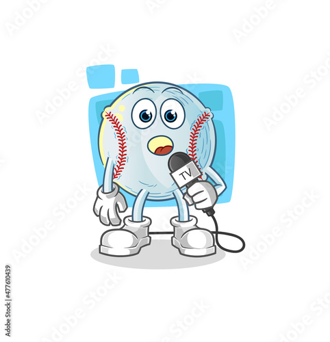 baseball tv reporter cartoon. cartoon mascot vector