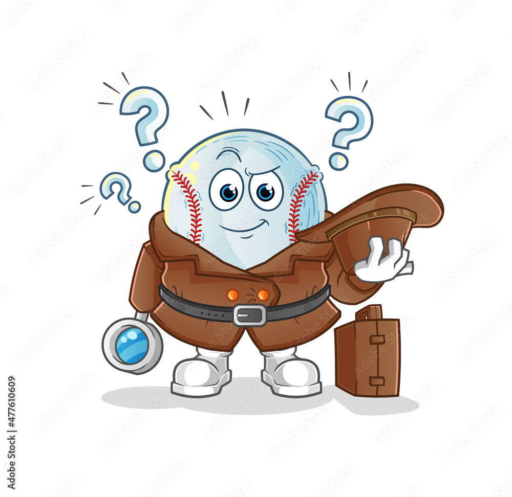 Fototapeta premium baseball detective vector. cartoon character