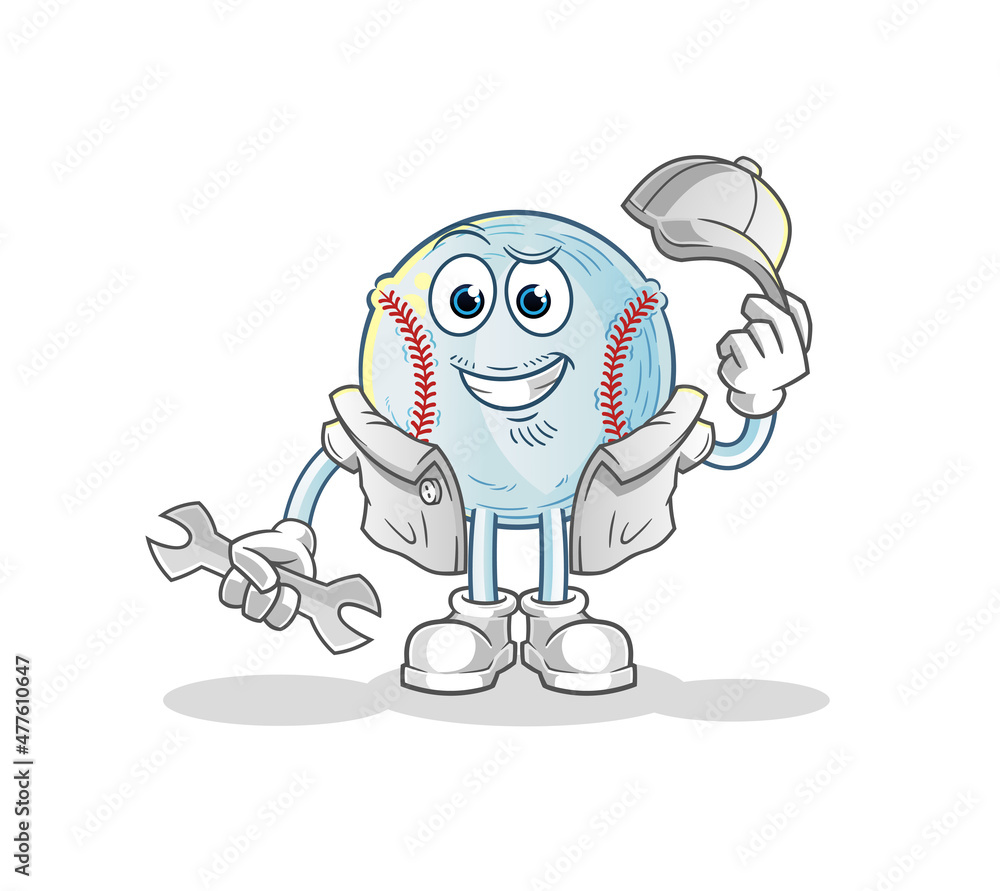 Obraz premium baseball mechanic cartoon. cartoon mascot vector