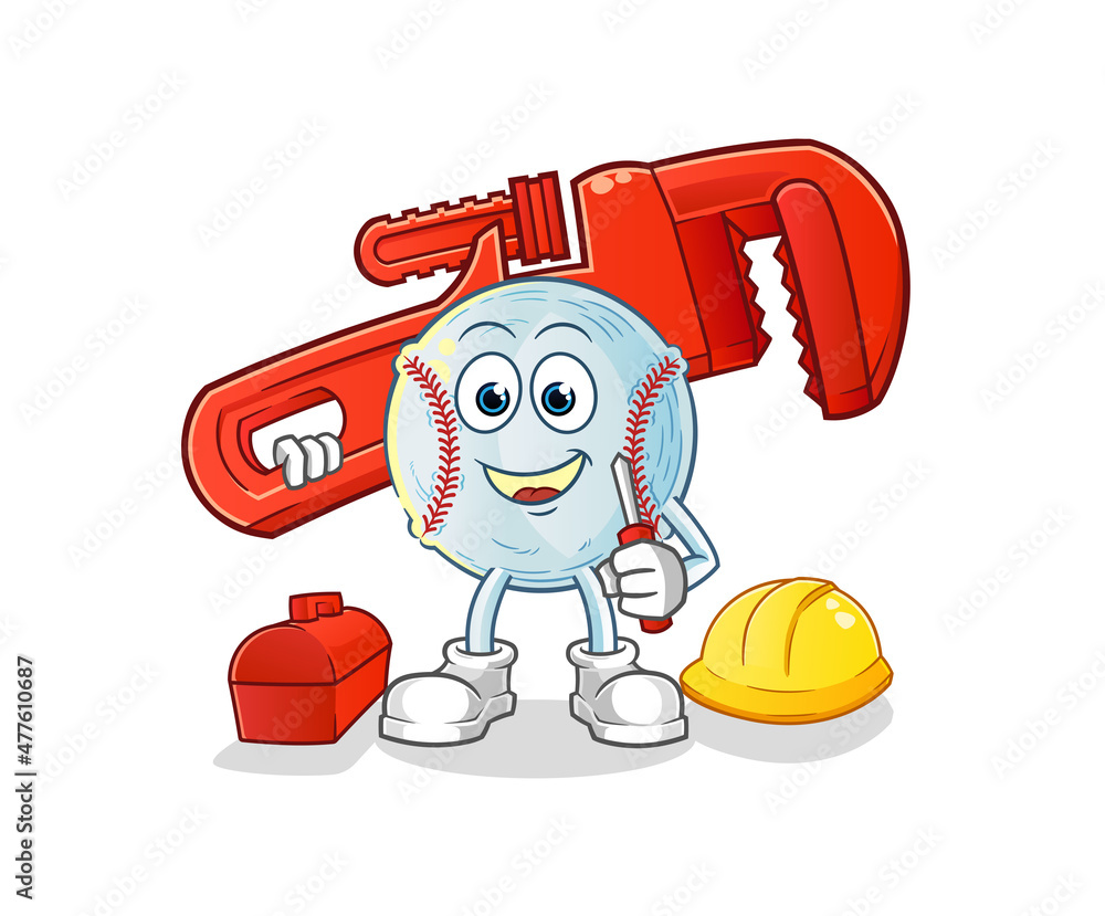 Fototapeta premium baseball plumber cartoon. cartoon mascot vector