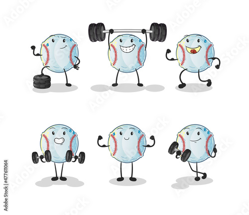 baseball exercise set character. cartoon mascot vector