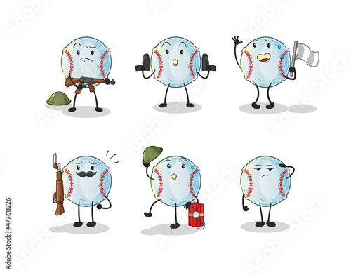 baseball troops character. cartoon mascot vector