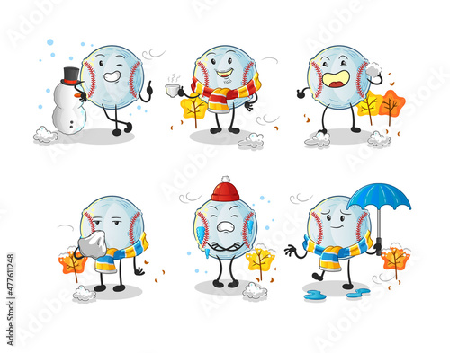 baseball in cold weather character mascot vector