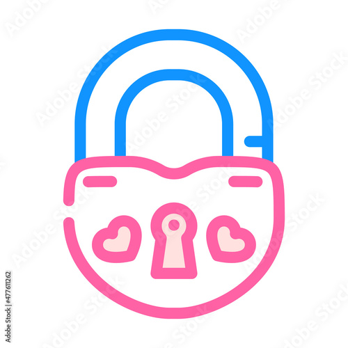 lock for love couple color icon vector. lock for love couple sign. isolated symbol illustration