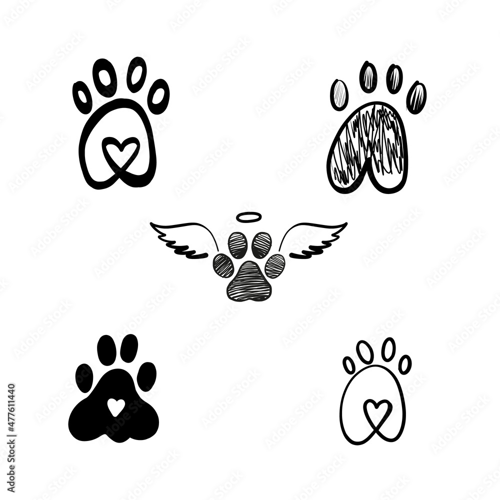Tattoo design paw prints Stock Vector | Adobe Stock Tattoo design paw prints Stock Vector | Adobe Stock