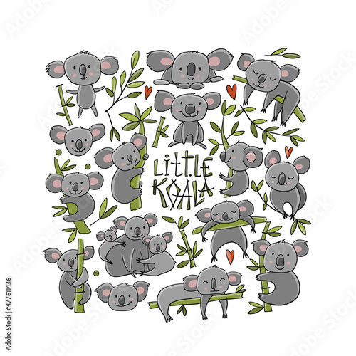Little Koala Family. Collection for your design