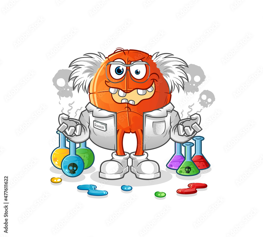 basketball mad scientist illustration. character vector