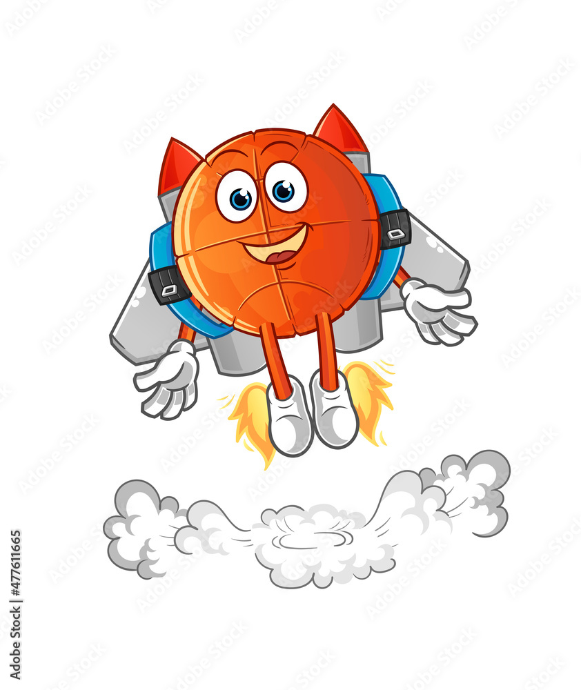 basketball with jetpack mascot. cartoon vector