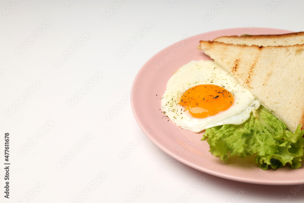 Plate with tasty breakfast on white background Plate with tasty breakfast on white background