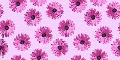 Gerbera flower  seamless pattern © Olha