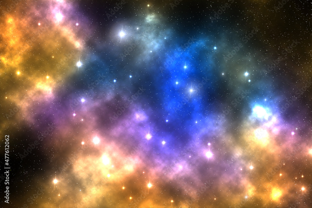 Fototapeta premium Galaxy yellow purple blue