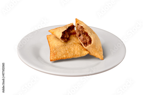 mini cut pastry showing its meat filling