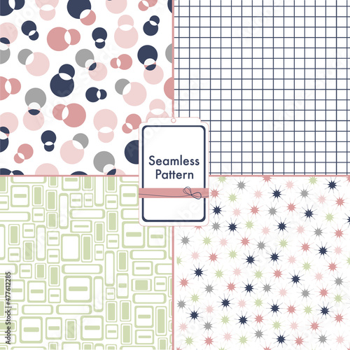 Fashion trends retro geometric modern seamless pattern for baby girl, shower party set