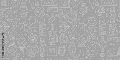 Set of clocks and watches in different style. Retro and modern collection for your design