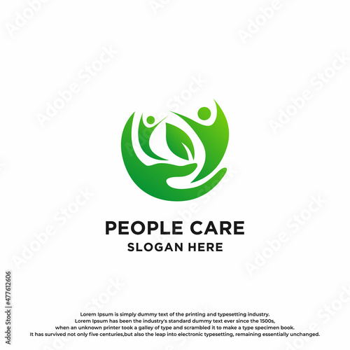 People Care with Green Leaf Logo Design.