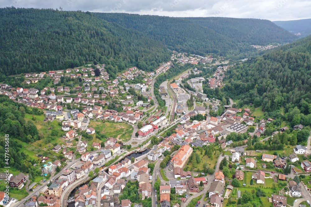 Landscape of Bad Wildbad in the Blackforest in Germany