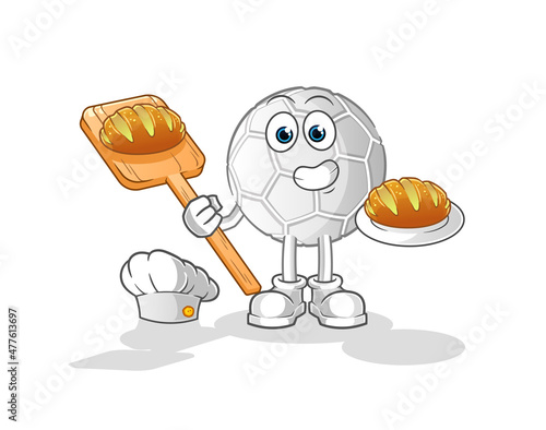 hand ball baker with bread. cartoon mascot vector