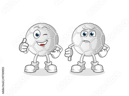 hand ball thumbs up and thumbs down. cartoon mascot vector