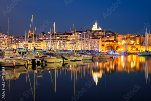 Marseille Old Port in the night. Marseille, France © Dmitry Rukhlenko