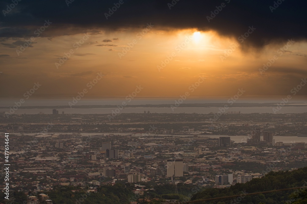 Sunset panoramic city view of Cebu, Philippines