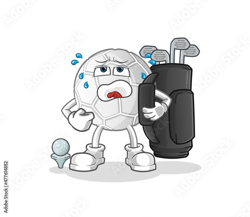 hand ball with golf equipment. cartoon mascot vector